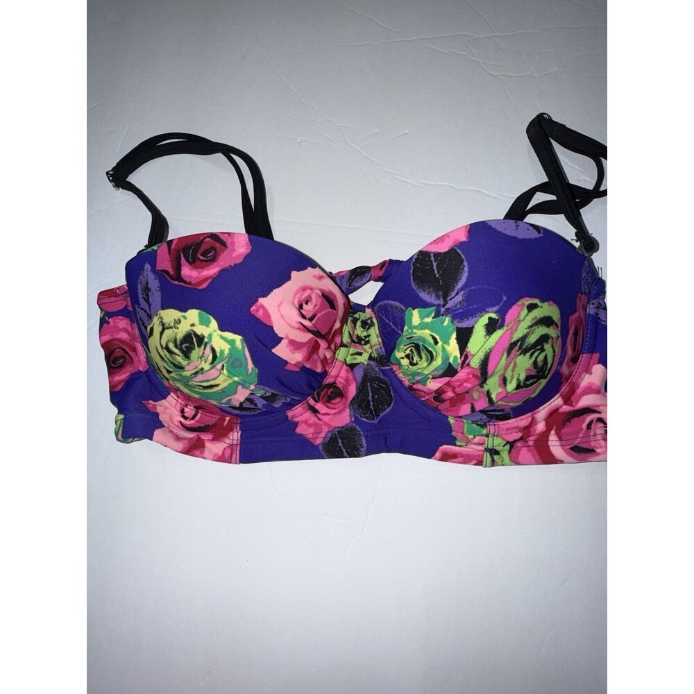 Betsey Johnson Underwire Padded Multiway Strapless Bikini Top  Size S #H3971